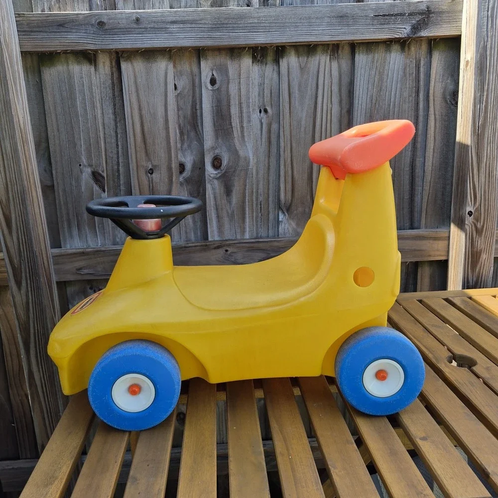Vintage ‎ Little Tikes yellow race car Ride On Push Toy Roadster Made In USA